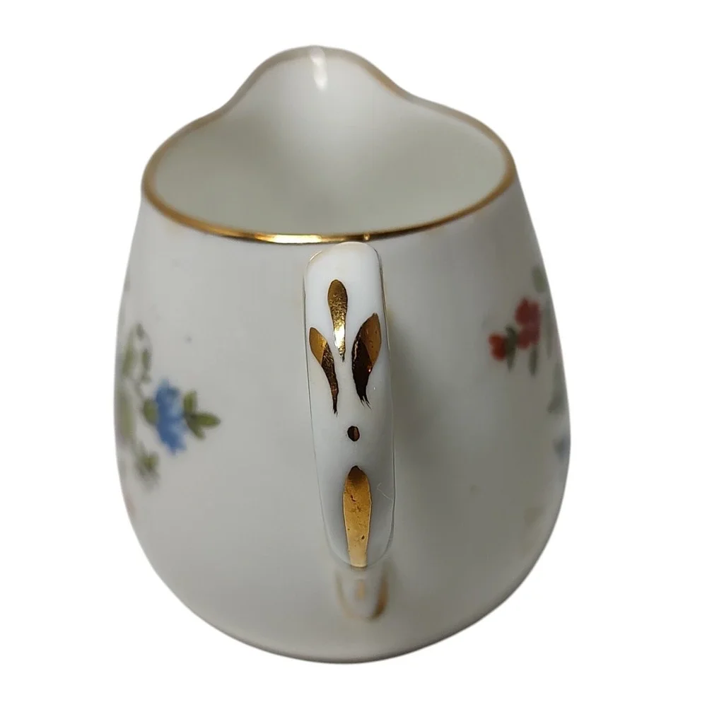 Crown Staffordshire Creamer Pitcher Fine Bone China Floral Made England 1930 SEE